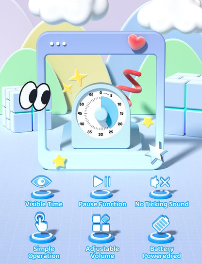 LIORQUE Visual Timer for Kids with Pause Function and Protective Case