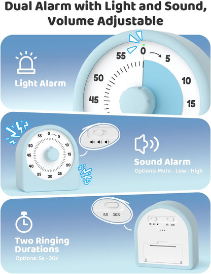 LIORQUE Visual Timer for Kids with Pause Function and Protective Case