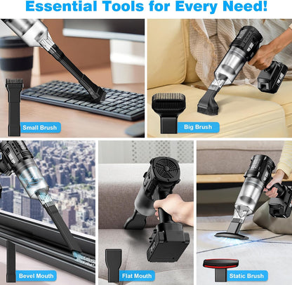 Cordless, 35000PA Strong Suction Handheld Vacuum with 2 Detachable Batteries, 60Min Runtime Portable Vacuum Cleaner for Car Detailing, Pet Hair, Home Couch & Office, 350ML XL Dust Cup