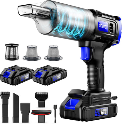 Cordless, 35000PA Strong Suction Handheld Vacuum with 2 Detachable Batteries, 60Min Runtime Portable Vacuum Cleaner for Car Detailing, Pet Hair, Home Couch & Office, 350ML XL Dust Cup