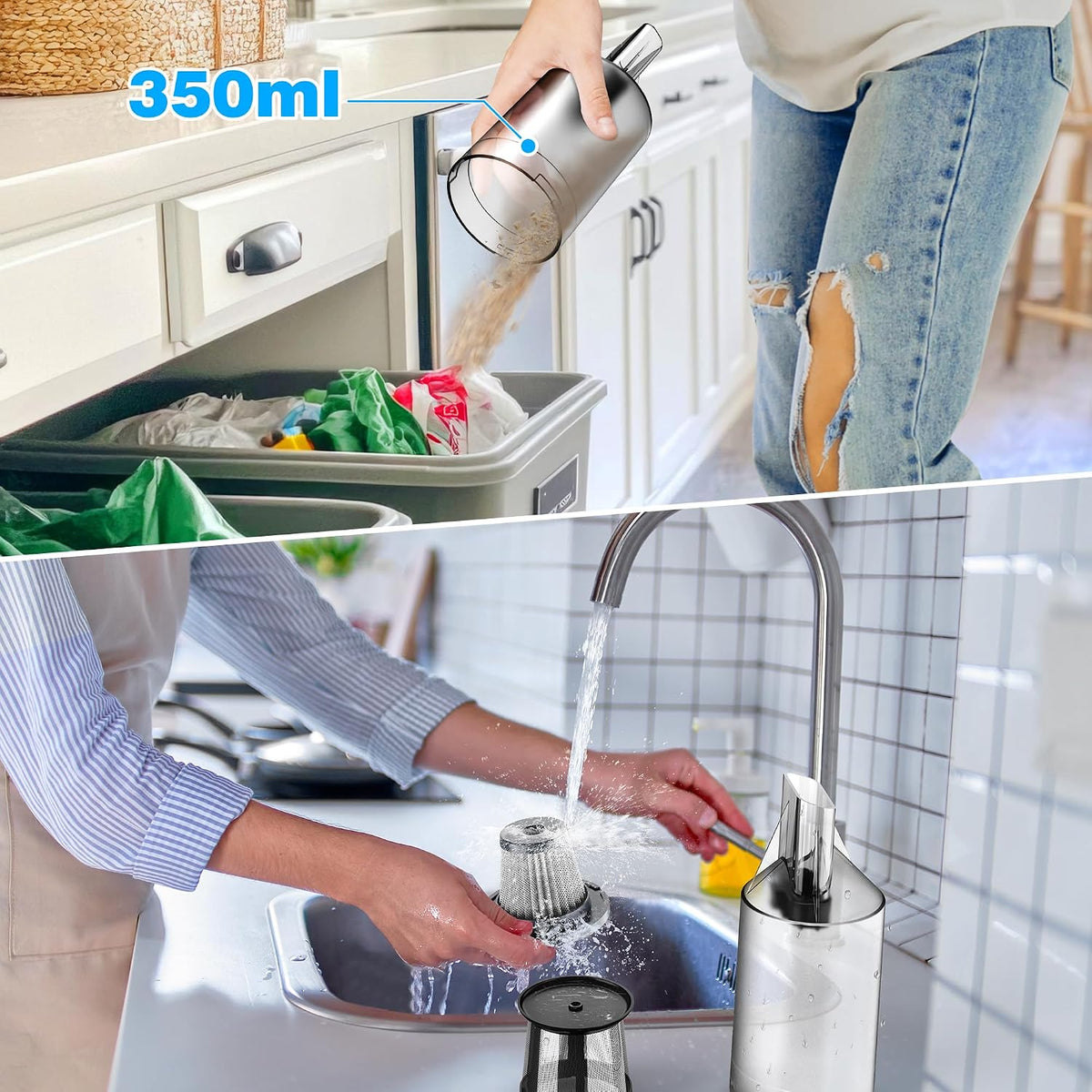 Cordless, 35000PA Strong Suction Handheld Vacuum with 2 Detachable Batteries, 60Min Runtime Portable Vacuum Cleaner for Car Detailing, Pet Hair, Home Couch & Office, 350ML XL Dust Cup