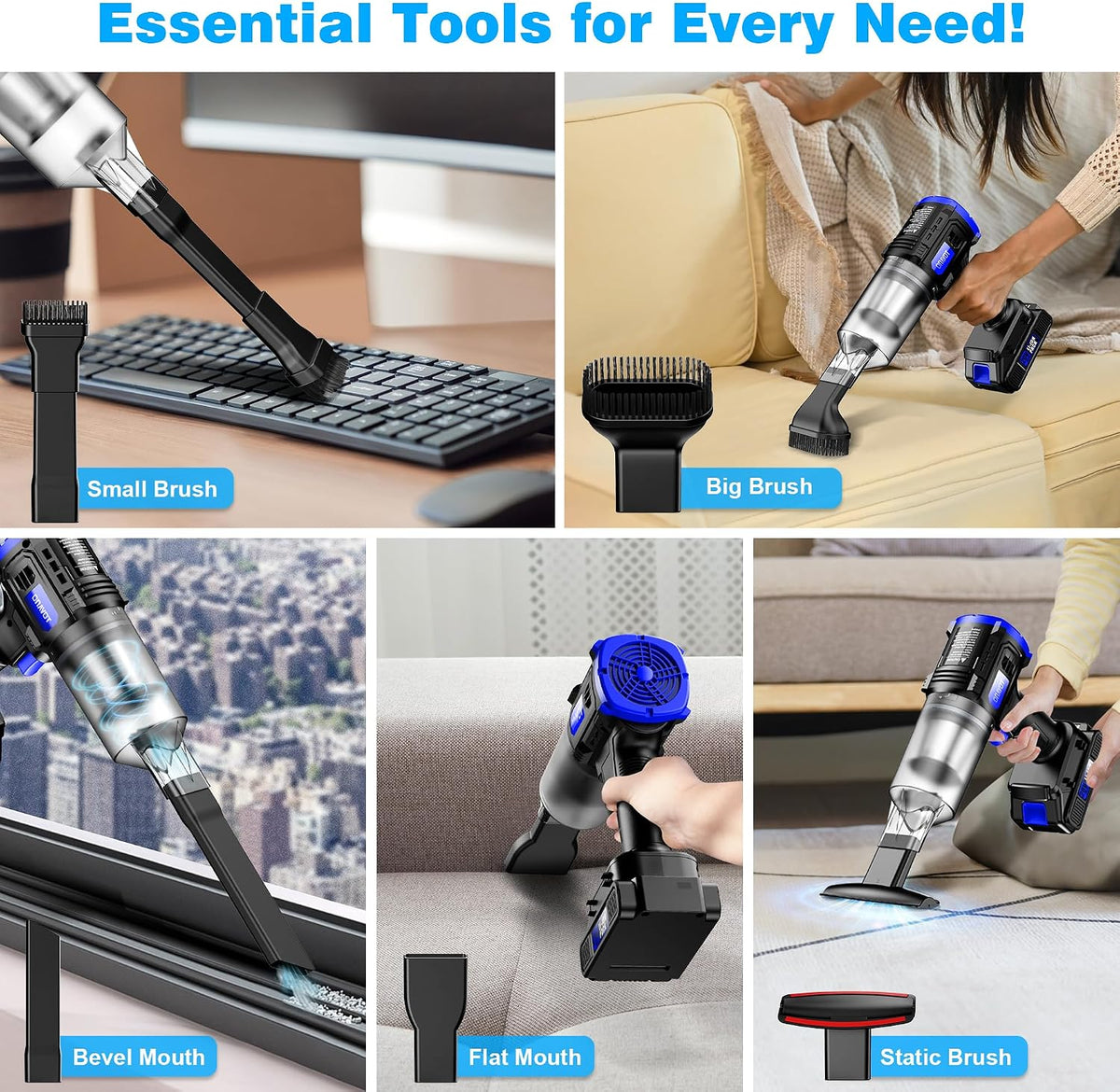 Cordless, 35000PA Strong Suction Handheld Vacuum with 2 Detachable Batteries, 60Min Runtime Portable Vacuum Cleaner for Car Detailing, Pet Hair, Home Couch & Office, 350ML XL Dust Cup