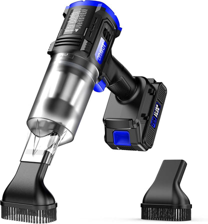 Cordless, 35000PA Strong Suction Handheld Vacuum with 2 Detachable Batteries, 60Min Runtime Portable Vacuum Cleaner for Car Detailing, Pet Hair, Home Couch & Office, 350ML XL Dust Cup