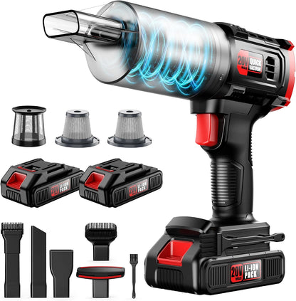 Cordless, 35000PA Strong Suction Handheld Vacuum with 2 Detachable Batteries, 60Min Runtime Portable Vacuum Cleaner for Car Detailing, Pet Hair, Home Couch & Office, 350ML XL Dust Cup