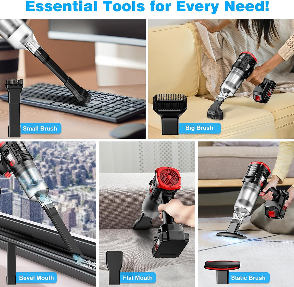 Cordless, 35000PA Strong Suction Handheld Vacuum with 2 Detachable Batteries, 60Min Runtime Portable Vacuum Cleaner for Car Detailing, Pet Hair, Home Couch & Office, 350ML XL Dust Cup