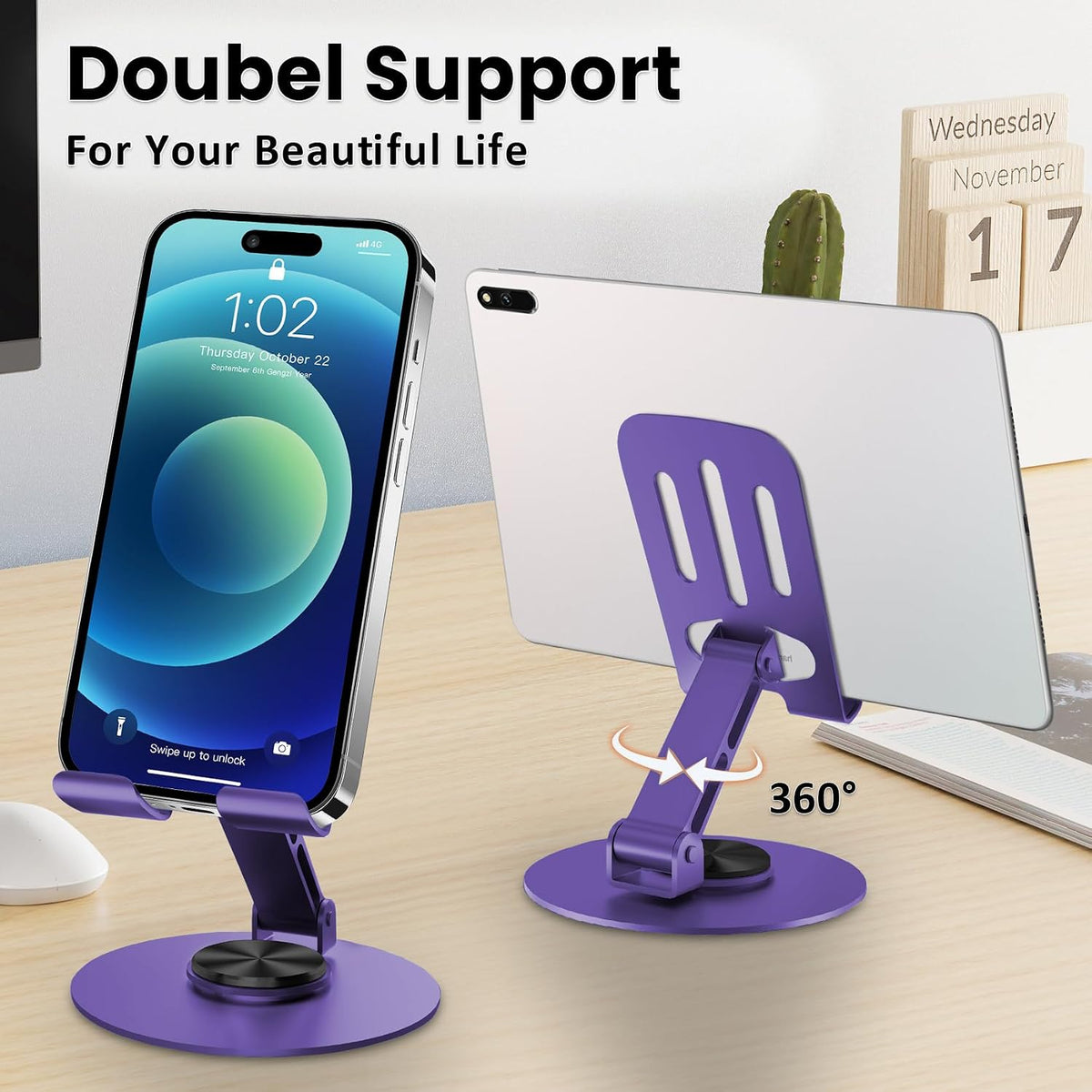 Universal Metal Cell Phone Stand, Purple