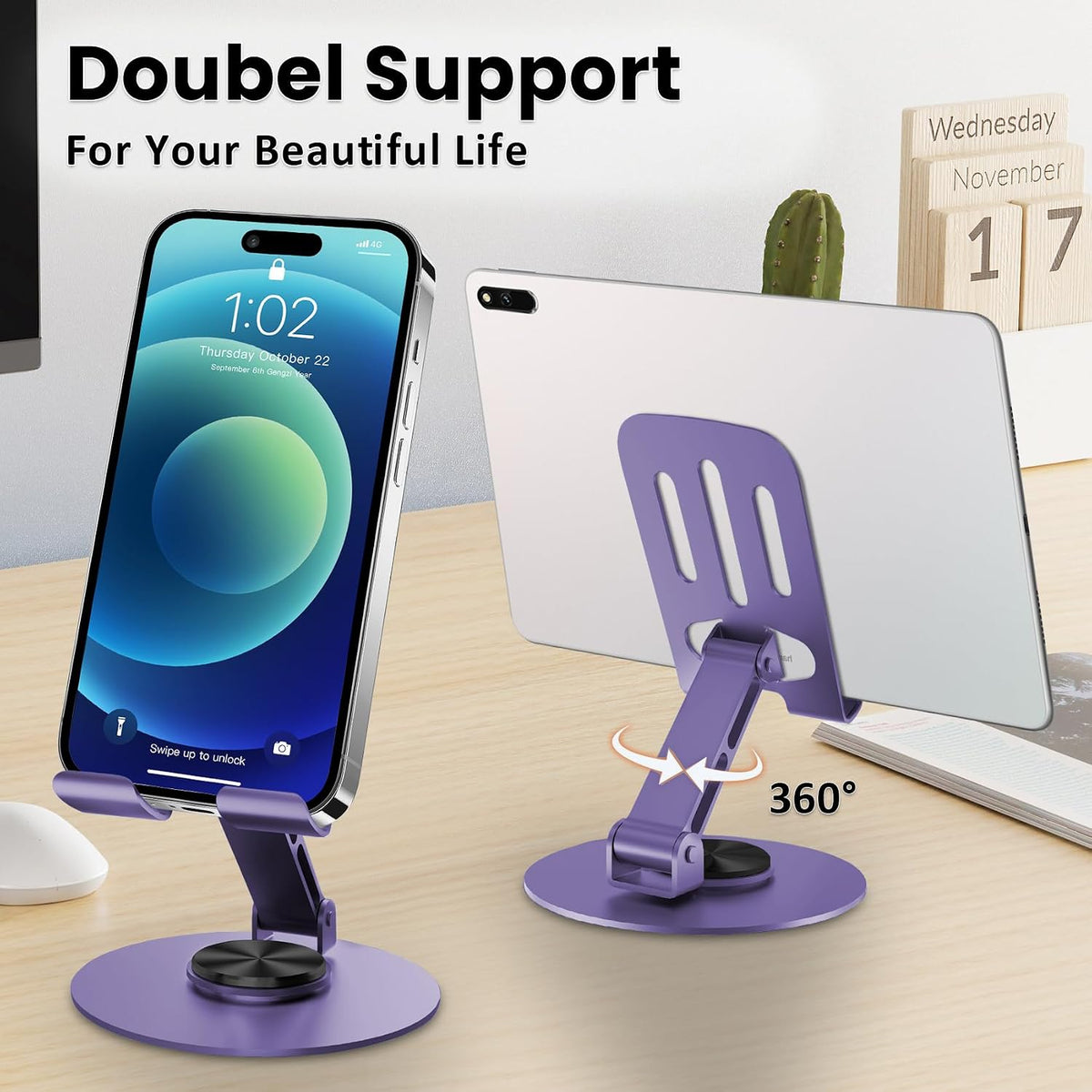 Universal Metal Cell Phone Stand, Purple