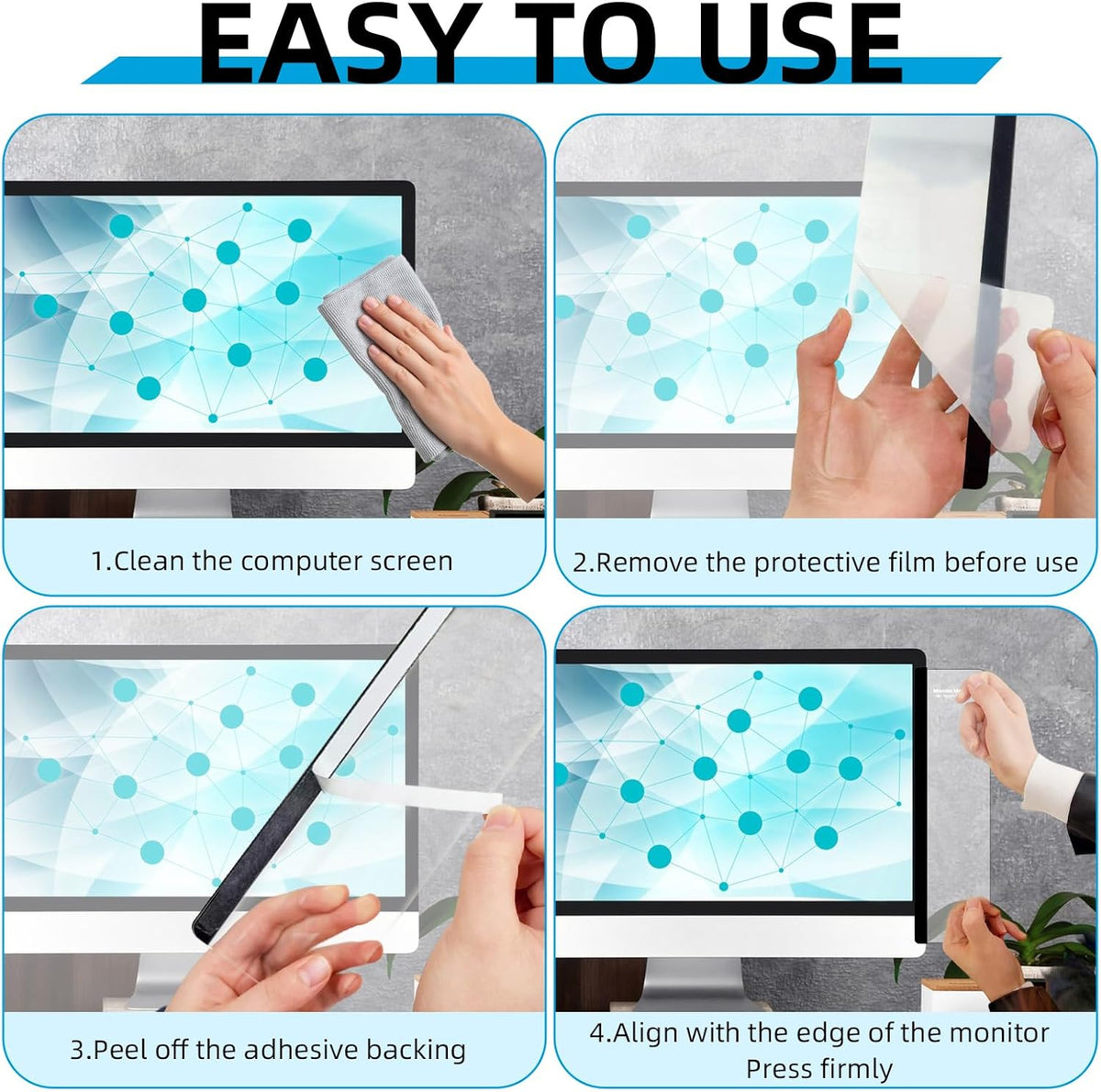 2 Pack Computer Monitor Memo Board, Acrylic Computer Monitor Sticky Note Holder, Transparent Side Panel Office Desk Organizer,Home Office Desk Accessories, Office Supplies for Women Men Computer