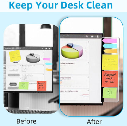 2 Pack Computer Monitor Memo Board, Acrylic Computer Monitor Sticky Note Holder, Transparent Side Panel Office Desk Organizer,Home Office Desk Accessories, Office Supplies for Women Men Computer