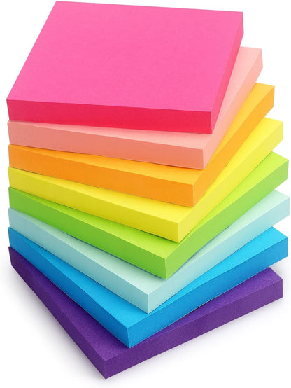 Sticky Notes 3x3 inch, 8 Bright Multi Colors, 85 Sheets/Pad