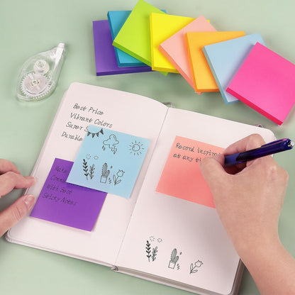 Sticky Notes 3x3 inch, 8 Bright Multi Colors, 85 Sheets/Pad