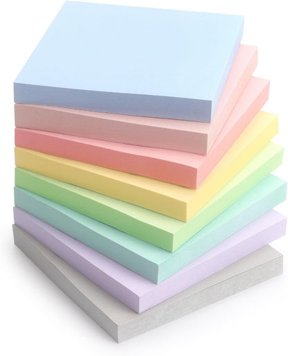 Sticky Notes 3x3 inch, 8 Bright Multi Colors, 85 Sheets/Pad