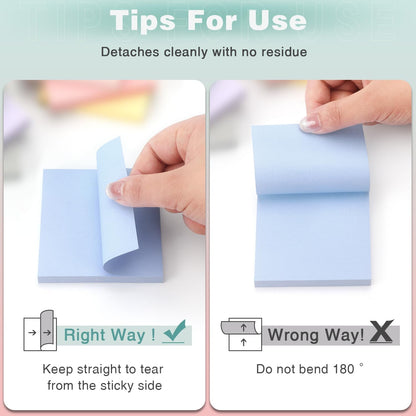 Sticky Notes 3x3 inch, 8 Bright Multi Colors, 85 Sheets/Pad