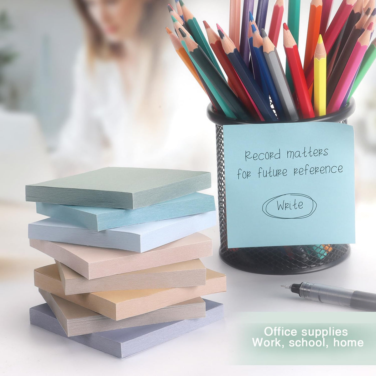 Sticky Notes 3x3 inch, 8 Bright Multi Colors, 85 Sheets/Pad