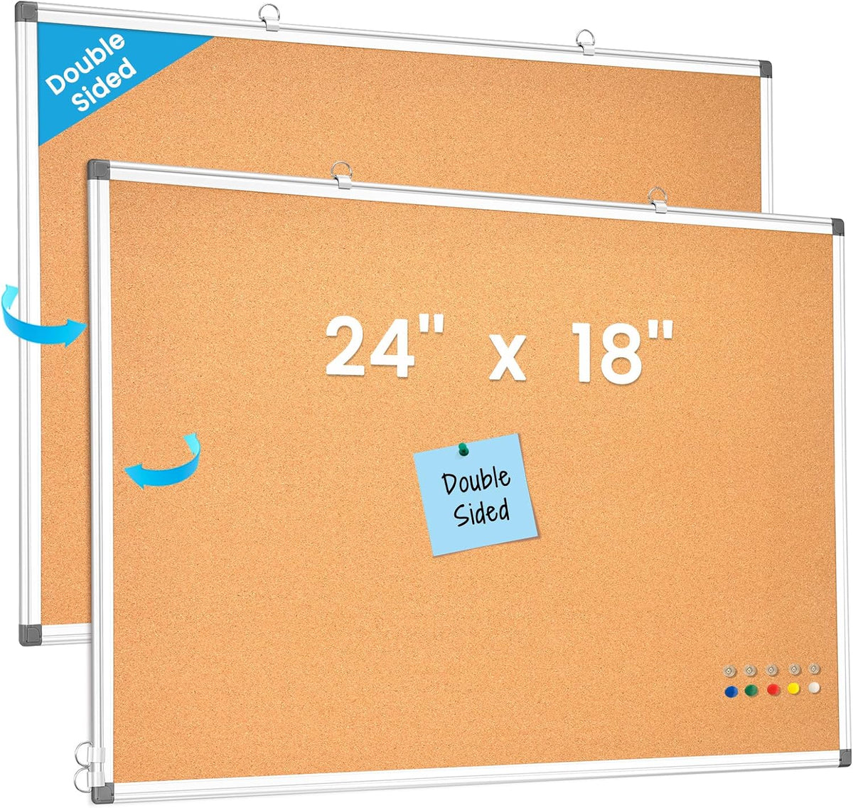 Dry Erase Calendar Whiteboard for Wall, 24" x 18" Monthly Cork White Board