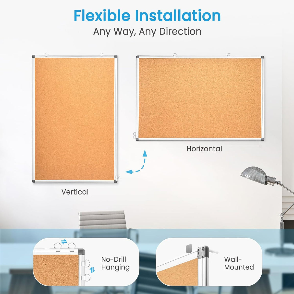 Dry Erase Calendar Whiteboard for Wall, 24" x 18" Monthly Cork White Board