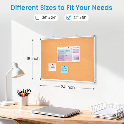 Dry Erase Calendar Whiteboard for Wall, 24" x 18" Monthly Cork White Board