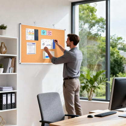 Dry Erase Calendar Whiteboard for Wall, 24" x 18" Monthly Cork White Board