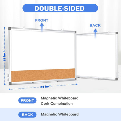 Dry Erase Calendar Whiteboard for Wall, 24" x 18" Monthly Cork White Board
