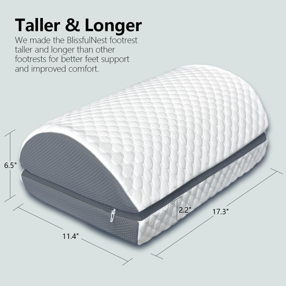 Foot Rest Pillow for Under Desk at Work Office Footrest High Density Memory Foam Cooling Fabric Height Adjustable Foot Elevation Firm Feet Rest