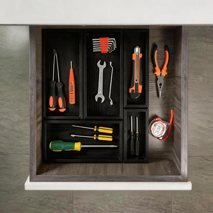 bamboo drawer organizer Set,expandable drawer dividers,wooden storage organizers,drawer organizers for kitchen, bathroom,flatware,Tea Bag Organizer (1 X 5PCS Natural)