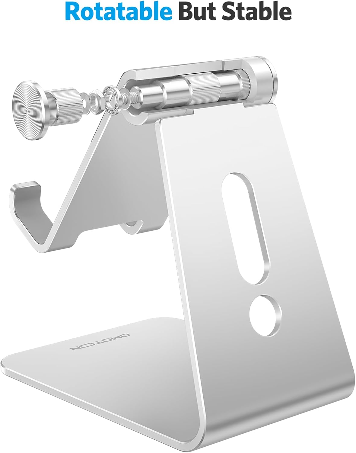 C2 Adjustable Aluminum Cell Phone Stand with Charging Cutout, Silver