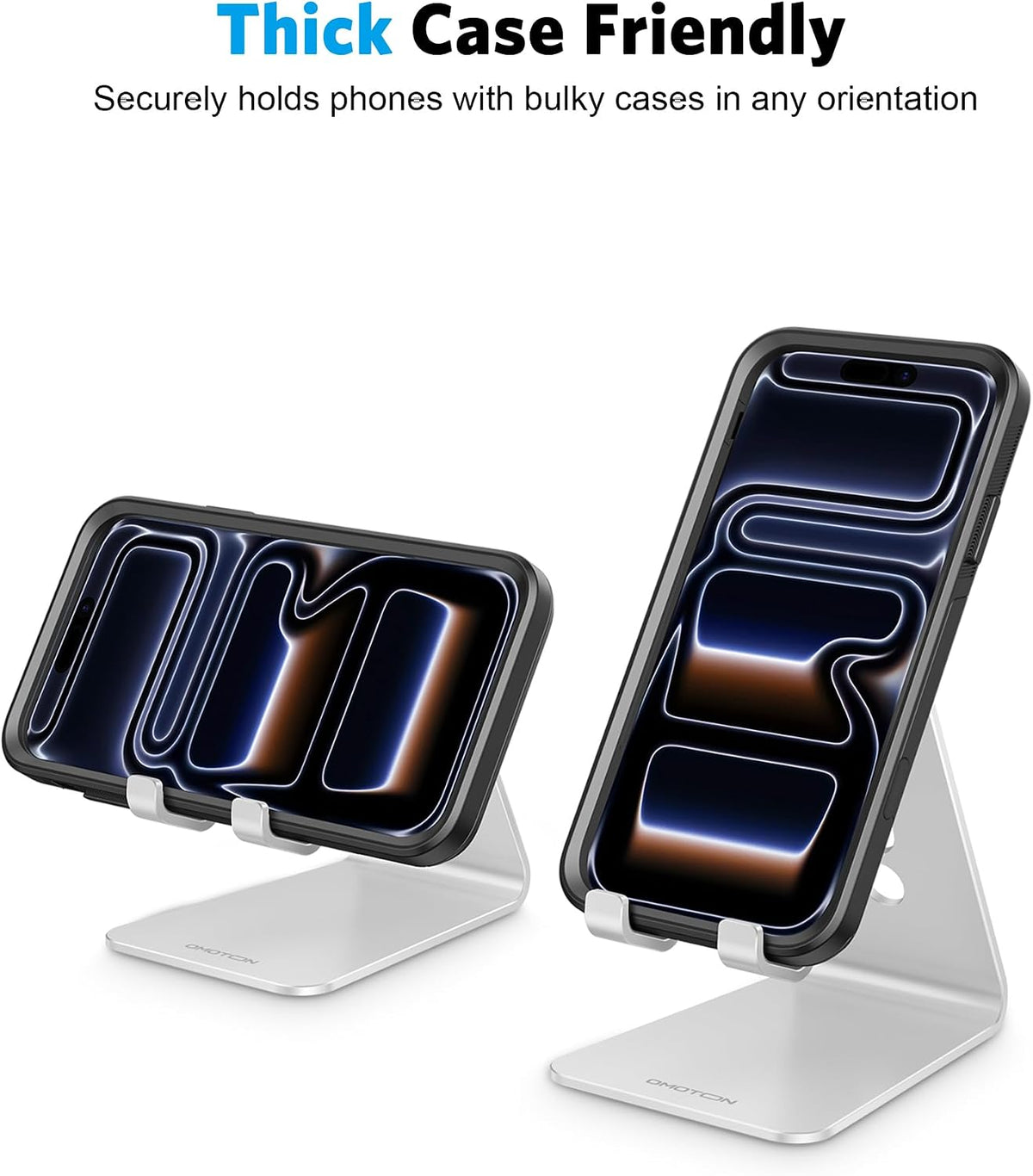 C2 Adjustable Aluminum Cell Phone Stand with Charging Cutout, Silver