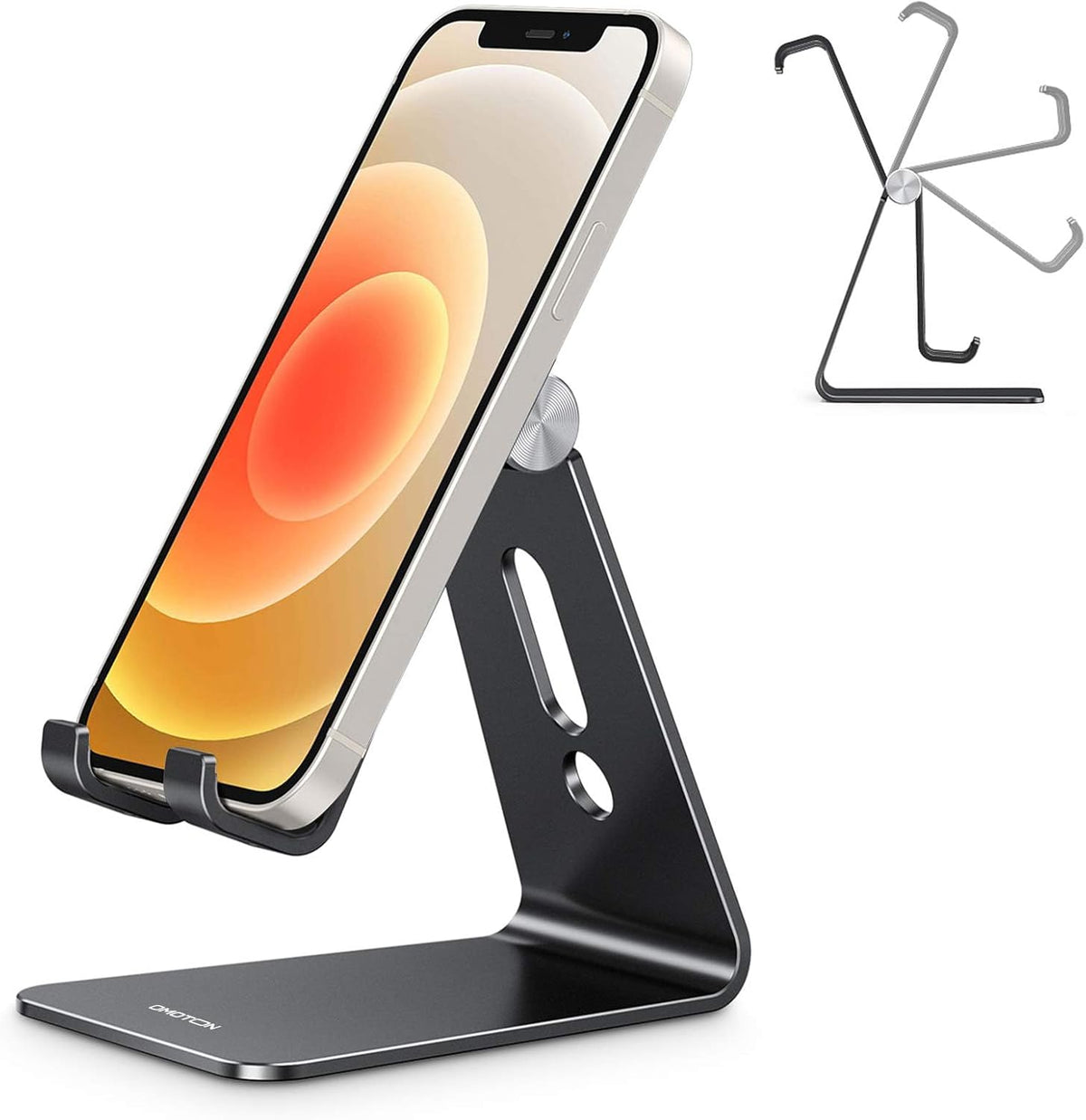 C2 Adjustable Aluminum Cell Phone Stand with Charging Cutout, Silver
