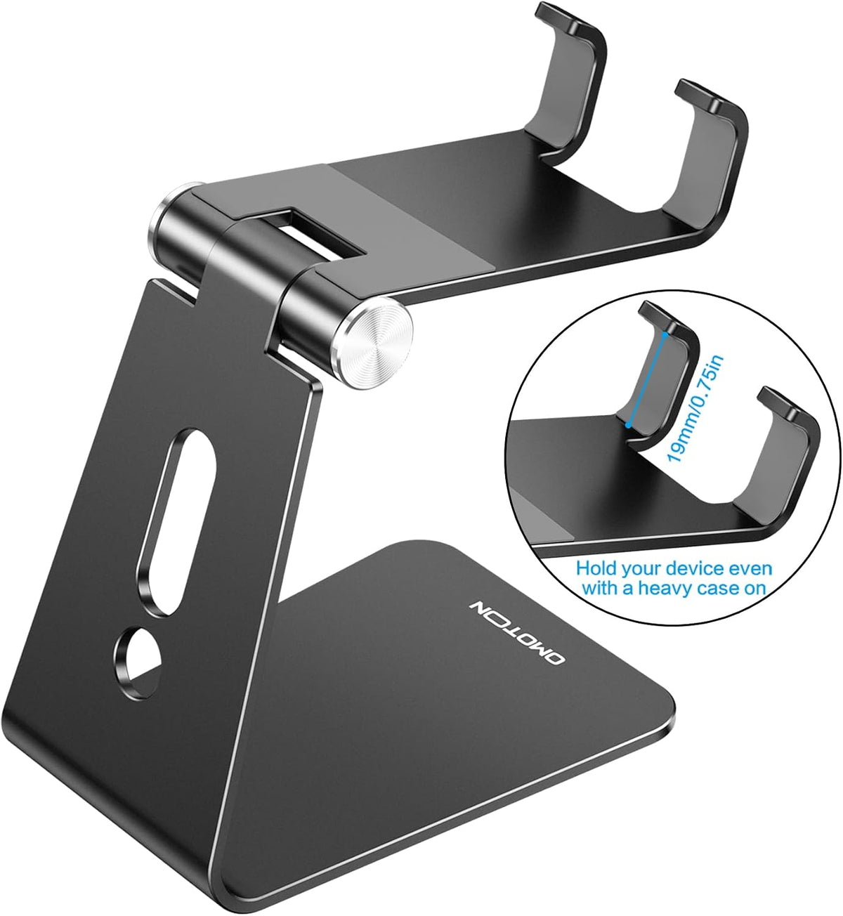 C2 Adjustable Aluminum Cell Phone Stand with Charging Cutout, Silver