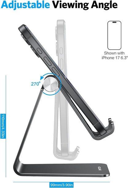 C2 Adjustable Aluminum Cell Phone Stand with Charging Cutout, Silver