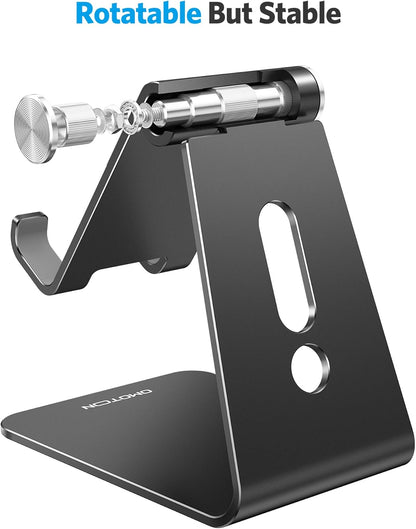 C2 Adjustable Aluminum Cell Phone Stand with Charging Cutout, Silver
