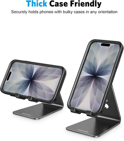 C2 Adjustable Aluminum Cell Phone Stand with Charging Cutout, Silver