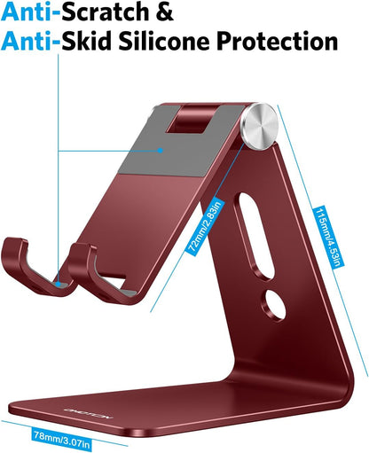 C2 Adjustable Aluminum Cell Phone Stand with Charging Cutout, Silver
