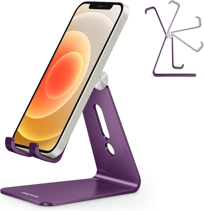 C2 Adjustable Aluminum Cell Phone Stand with Charging Cutout, Silver
