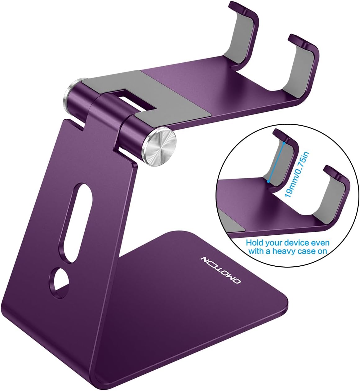 C2 Adjustable Aluminum Cell Phone Stand with Charging Cutout, Silver