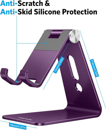 C2 Adjustable Aluminum Cell Phone Stand with Charging Cutout, Silver