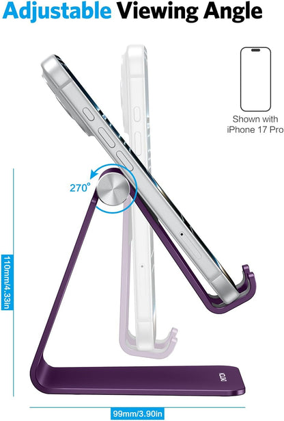 C2 Adjustable Aluminum Cell Phone Stand with Charging Cutout, Silver