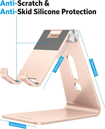 C2 Adjustable Aluminum Cell Phone Stand with Charging Cutout, Silver