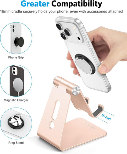 C2 Adjustable Aluminum Cell Phone Stand with Charging Cutout, Silver