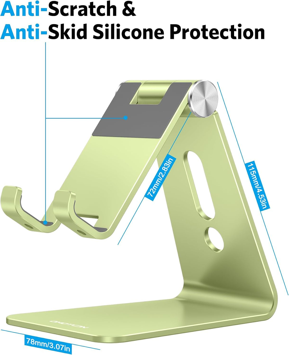 C2 Adjustable Aluminum Cell Phone Stand with Charging Cutout, Silver