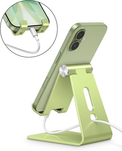 C2 Adjustable Aluminum Cell Phone Stand with Charging Cutout, Silver