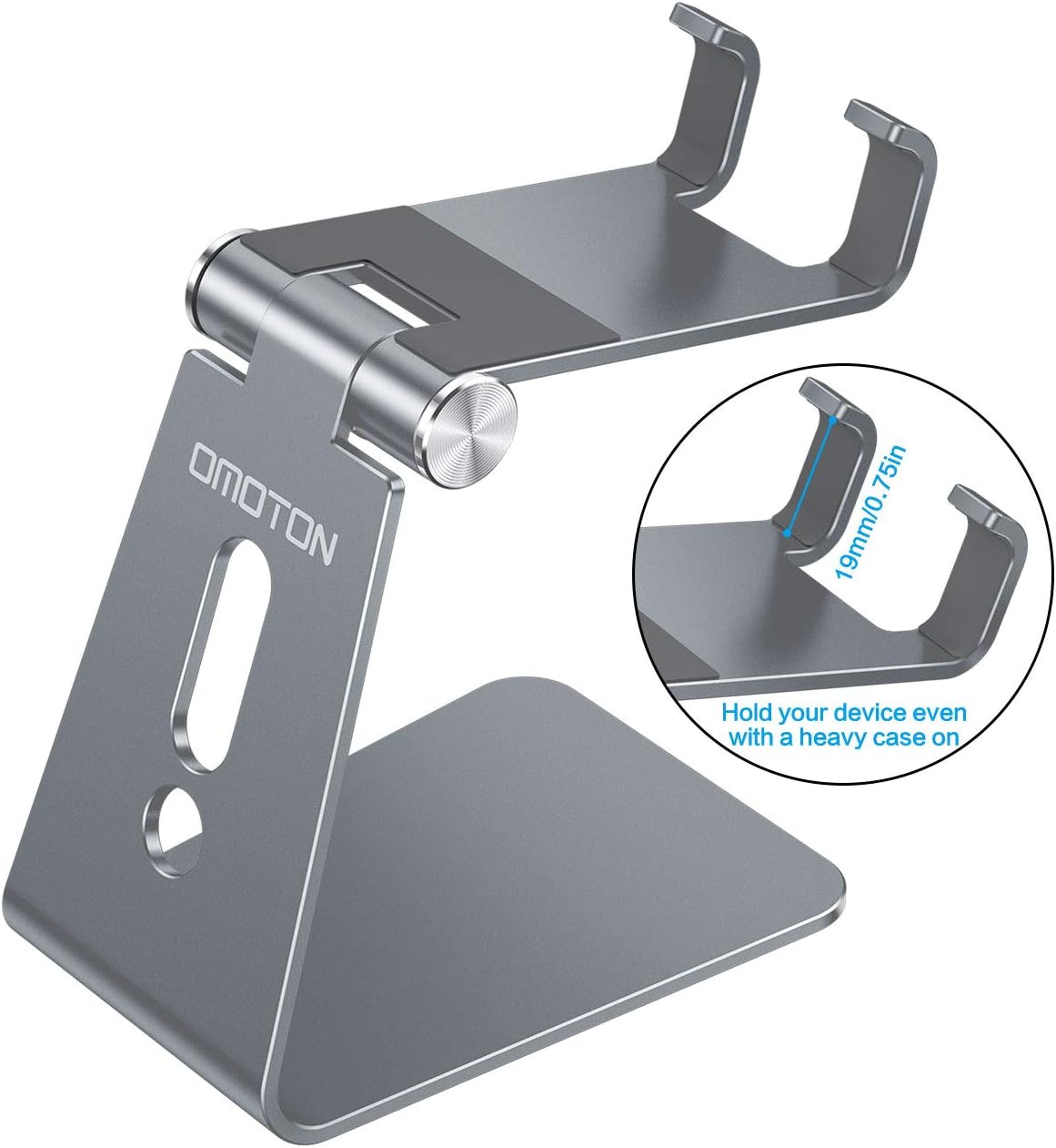 C2 Adjustable Aluminum Cell Phone Stand with Charging Cutout, Silver