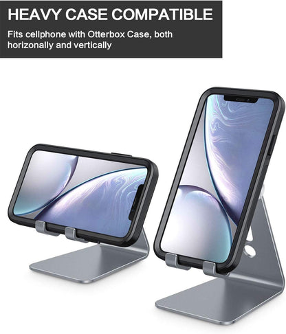 C2 Adjustable Aluminum Cell Phone Stand with Charging Cutout, Silver