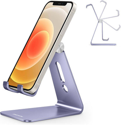 C2 Adjustable Aluminum Cell Phone Stand with Charging Cutout, Silver