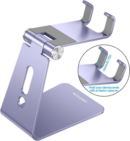 C2 Adjustable Aluminum Cell Phone Stand with Charging Cutout, Silver
