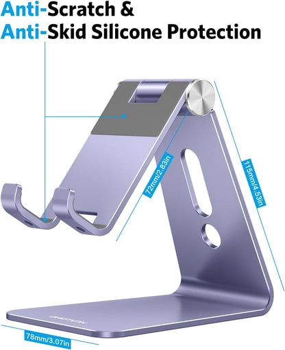 C2 Adjustable Aluminum Cell Phone Stand with Charging Cutout, Silver