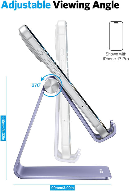 C2 Adjustable Aluminum Cell Phone Stand with Charging Cutout, Silver