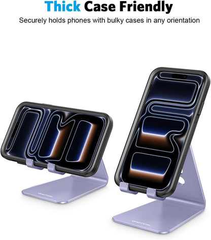 C2 Adjustable Aluminum Cell Phone Stand with Charging Cutout, Silver