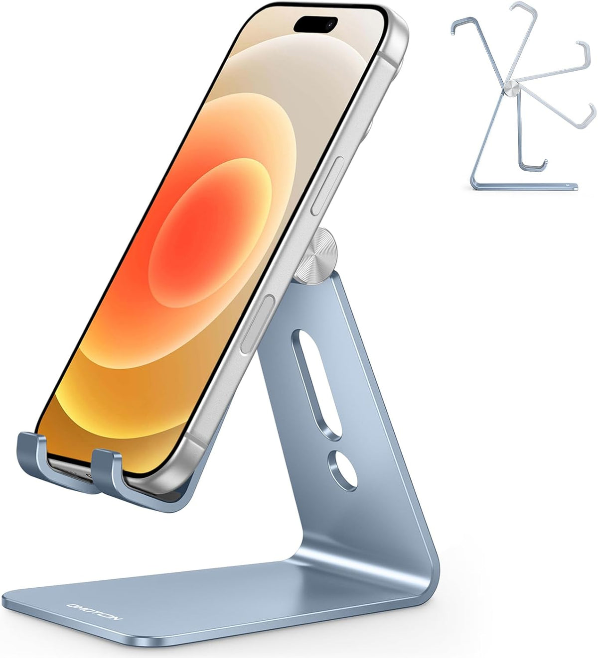 C2 Adjustable Aluminum Cell Phone Stand with Charging Cutout, Silver