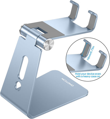 C2 Adjustable Aluminum Cell Phone Stand with Charging Cutout, Silver